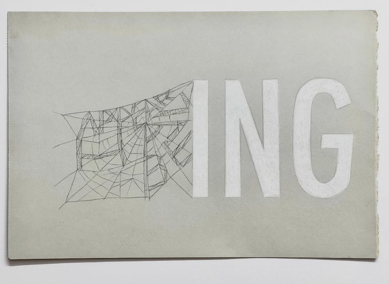 Drawing of a spiderweb and the letters ING